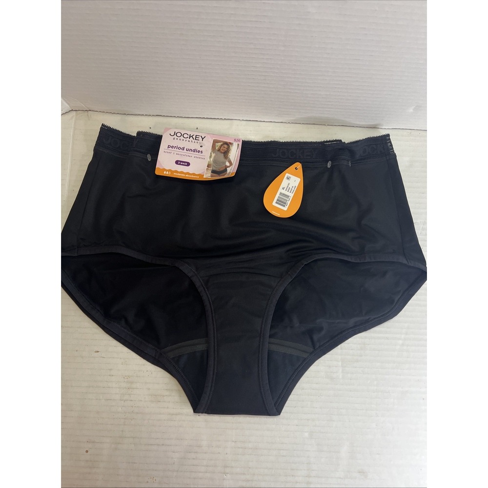 2PK JOCKEY Women Period Brief Underwear size XL‎ Black